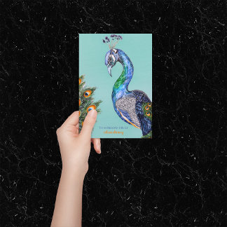 Elegant Peacock Birthday Folded Greeting Card