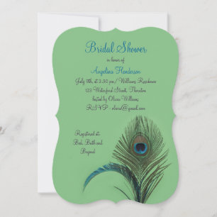 Elegant Peacock Bridal Shower (green) Invitation
