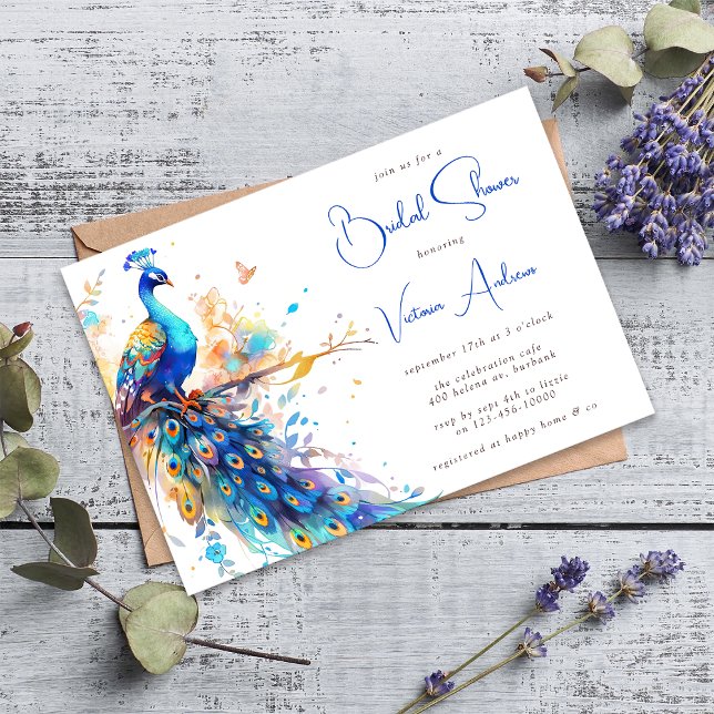 Elegant Peacock Bridal Shower Invitation (Creator Uploaded)