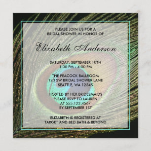 Elegant Peacock Feather Bridal Shower Invitations