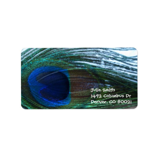 Elegant Peacock Feather Label (Front)