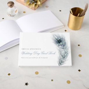 Elegant Peacock Feather Wedding Day Guest Book