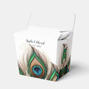Elegant Peacock Feather Wedding Favour Box
