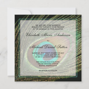 Elegant Peacock Feather Wedding Invitation