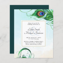 Elegant PEACOCK FEATHER Wedding Invite BUDGET