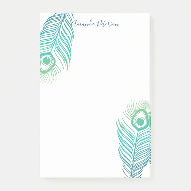 Elegant Peacock Feathers Post-It Notes (Front)
