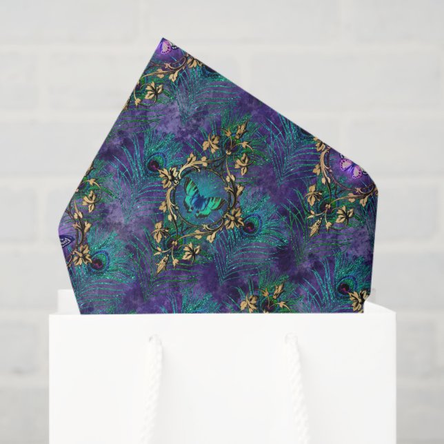 Elegant Peacock Feathers Tissue Paper (Gift Bag)