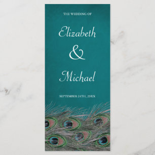 Elegant Peacock Feathers Wedding Program Programme