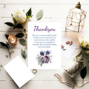 Elegant Peacock Floral Flat Thank You Card