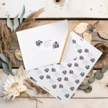 Elegant Peacock Floral Matching Address Labels 