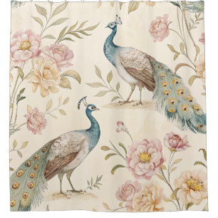 Elegant Peacock Floral Vintage (10) Shower Curtain