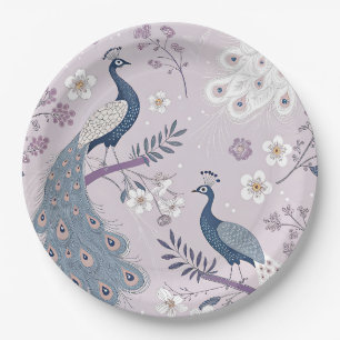 Elegant Peacock Floral Vintage (11) Paper Plate