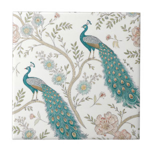 Elegant Peacock Floral Vintage (11) Tile