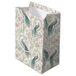 Elegant Peacock Floral Vintage (2) Medium Gift Bag