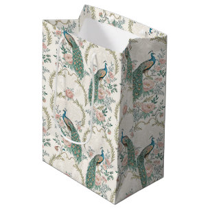 Elegant Peacock Floral Vintage (3) Medium Gift Bag