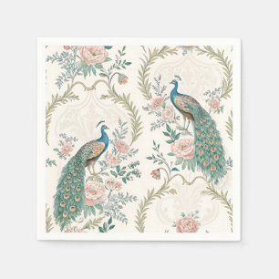 Elegant Peacock Floral Vintage (3) Napkin