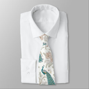 Elegant Peacock Floral Vintage (4) Tie
