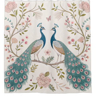 Elegant Peacock Floral Vintage (5) Shower Curtain