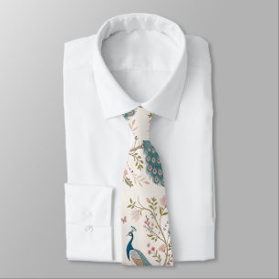 Elegant Peacock Floral Vintage (5) Tie
