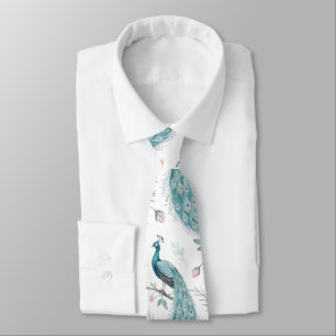 Elegant Peacock Floral Vintage (6) Tie