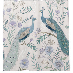 Elegant Peacock Floral Vintage (7) Shower Curtain