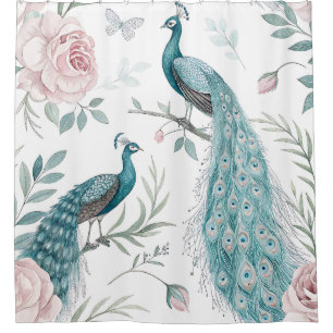 Elegant Peacock Floral Vintage (8) Shower Curtain