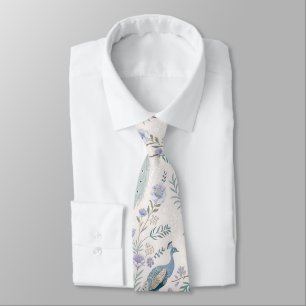 Elegant Peacock Floral Vintage (9) Tie