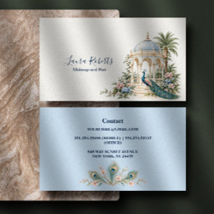 Elegant Peacock Garden Business Powder Blue Card