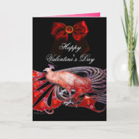 ELEGANT PEACOCK,GEM STONES,RED BOW,Valentine's Day