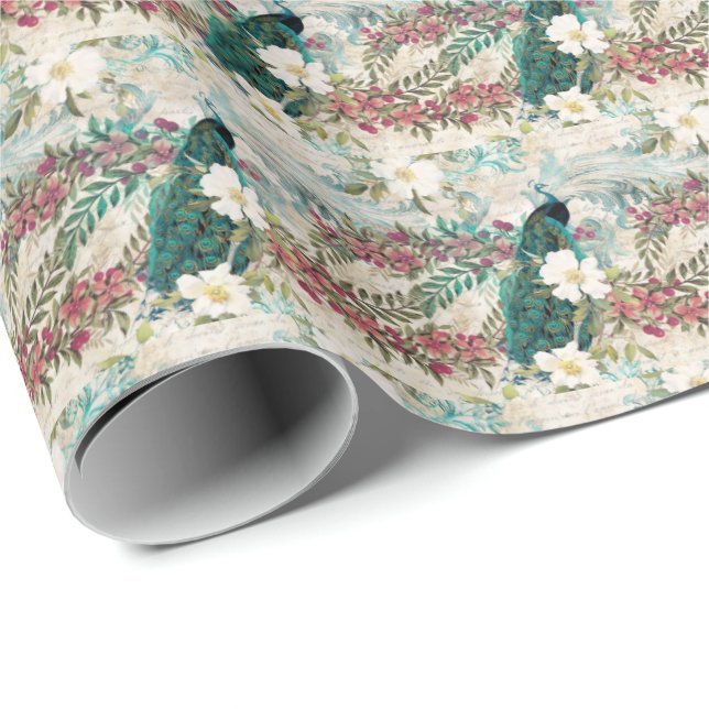 Elegant Peacock Gift Wrap Wrapping Paper (Roll Corner)
