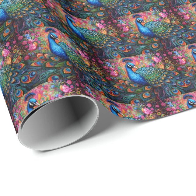 Elegant Peacock Gift Wrap Wrapping Paper (Roll Corner)