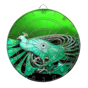 ELEGANT PEACOCK IN EMERALD GREEN DARTBOARD