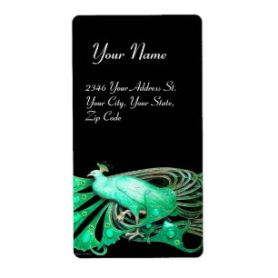 ELEGANT PEACOCK IN GREEN AND BLACK