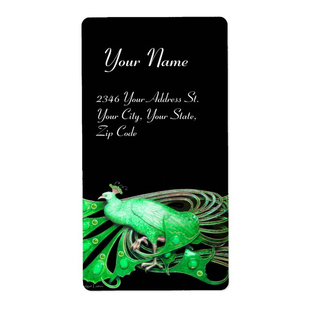 ELEGANT PEACOCK IN GREEN AND BLACK (Front)