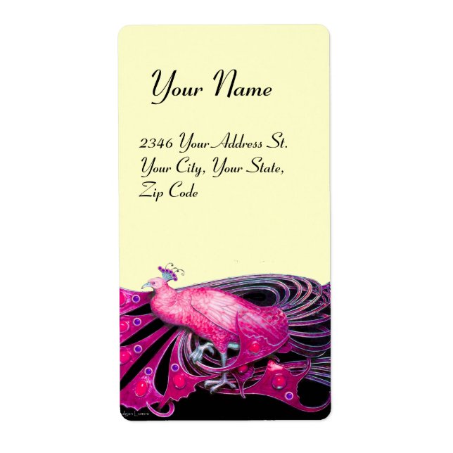 ELEGANT PEACOCK IN PINK, FUCHSIA AND BLACK (Front)