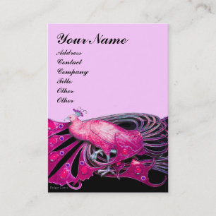 ELEGANT PEACOCK IN PINK,FUCHSIA ,BLACK BUSINESS CARD