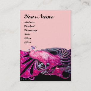 ELEGANT PEACOCK IN PINK,FUCHSIA ,BLACK BUSINESS CARD