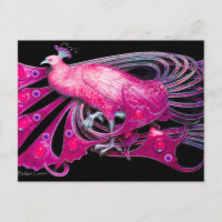 ELEGANT PEACOCK IN PINK FUCHSIA BLACK