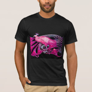 ELEGANT PEACOCK IN PINK,FUCHSIA ,BLACK T-Shirt