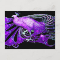 ELEGANT PEACOCK IN PURPLE VIOLET BLACK