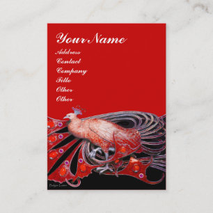 ELEGANT PEACOCK IN RED ,BLACK BUSINESS CARD