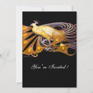 ELEGANT PEACOCK IN YELLOW AND BLACK INVITATION