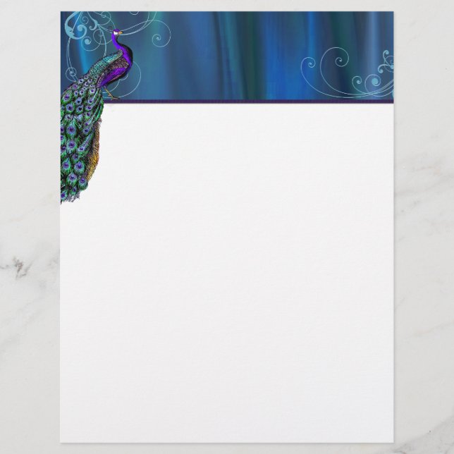 Elegant Peacock Letterhead Stationery (Front)