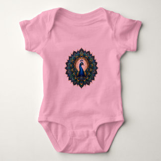 Elegant Peacock Mandala Toddler T-Shirt | Colourfu Baby Bodysuit