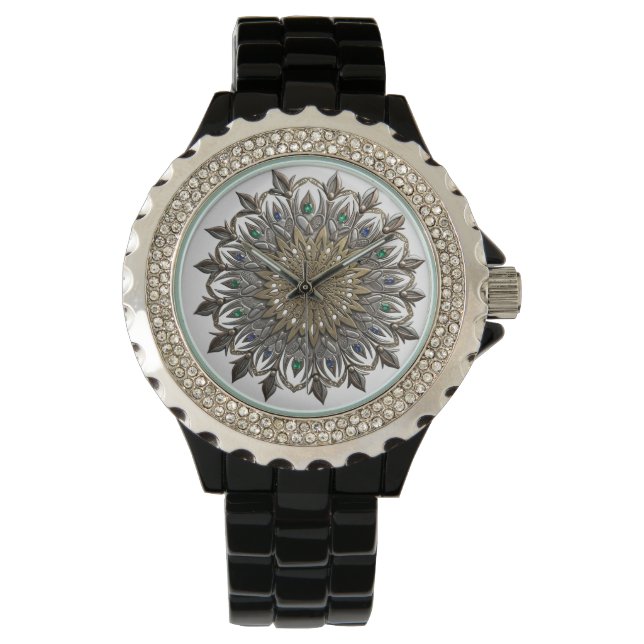 Elegant Peacock Mandala Watch (Front)