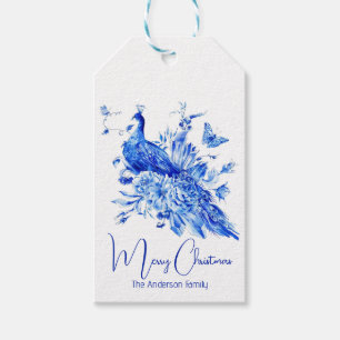 Elegant Peacock Personalised Christmas Gift Tag