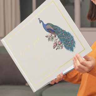 Elegant Peacock Photo Wedding Guest Book