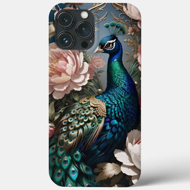 Elegant Peacock Pink Peonies  Case-Mate iPhone Case (Back)