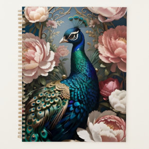 Elegant Peacock Pink Peonies Planner