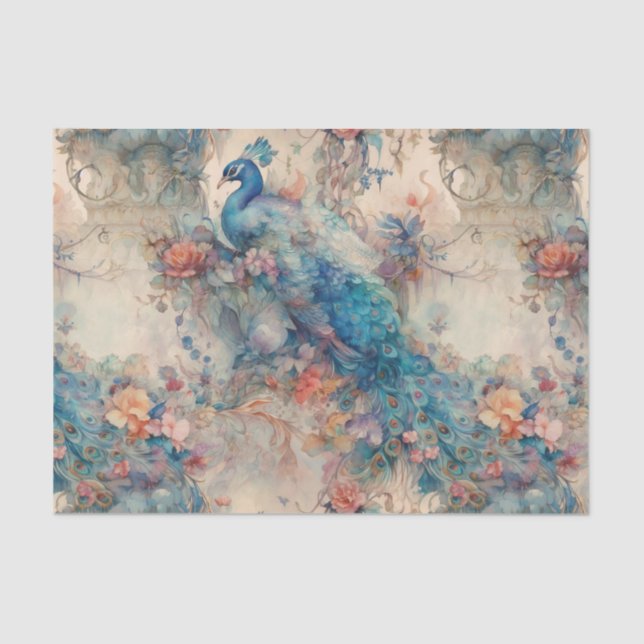 Elegant Peacock Tissue Paper (Front)